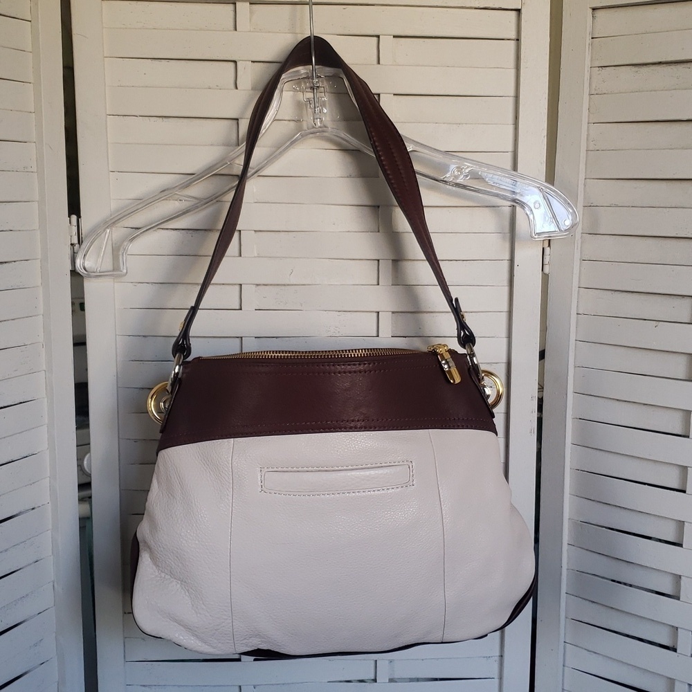 B. Makowsky Brown and Cream Shoulder Bag - Picture 4 of 8